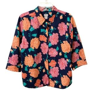 Chico’s No Iron - Floral Button Down Blouse - XL 16-18